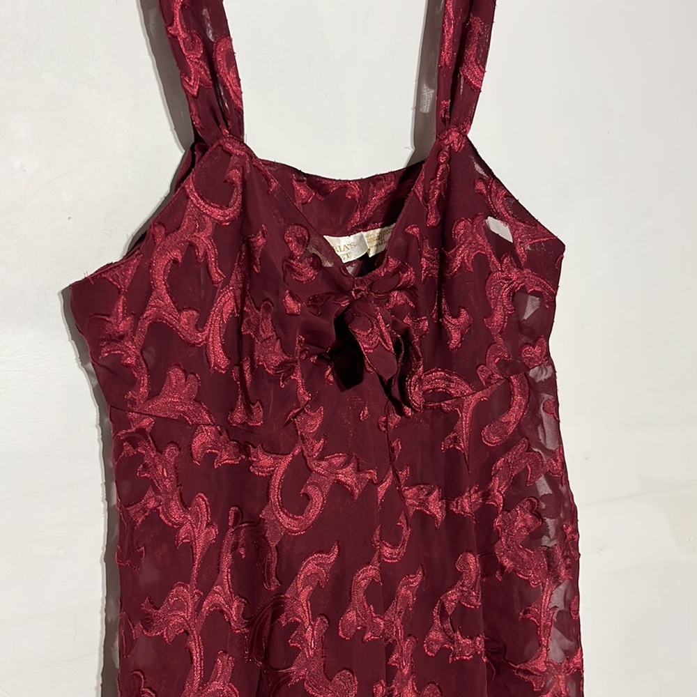 Victoria's Secret Vintage Gold Label Burgundy Babydoll Sheer Floral Chemise M - Picture 4 of 9